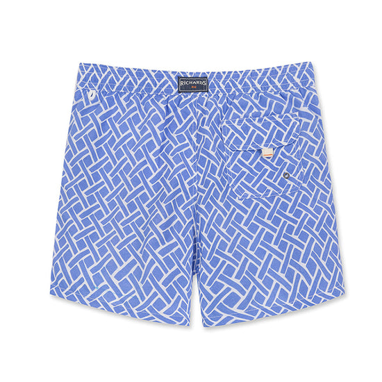 Geometric Abstract Design Collection Washed Vintage Swim Shorts