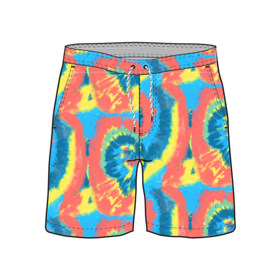 Straight Hem Tie Dye Design Collection Swim Trunks