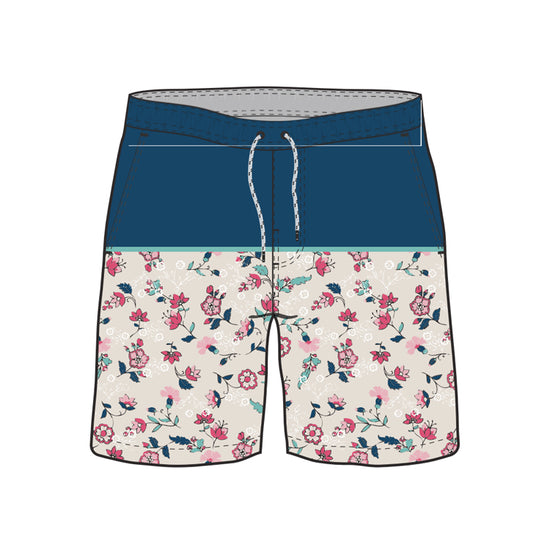 Straight Hem Striped & Small Elements Collection Swim Trunks