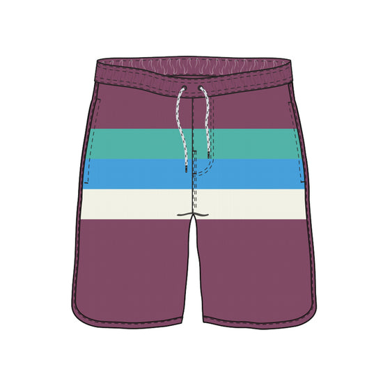 Scollap Hem Striped Design Collection Swim Trunks