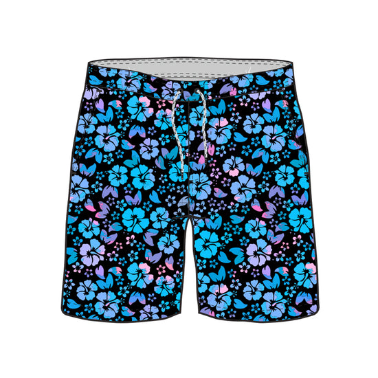 Straight Hem Botanical Floral Printed Collection Swim Trunks