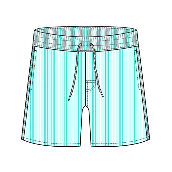 Straight Hem Striped Design Collection Swim Trunks