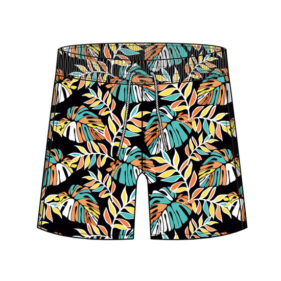 Straight Hem Botanical Floral Printed Collection Swim Trunks