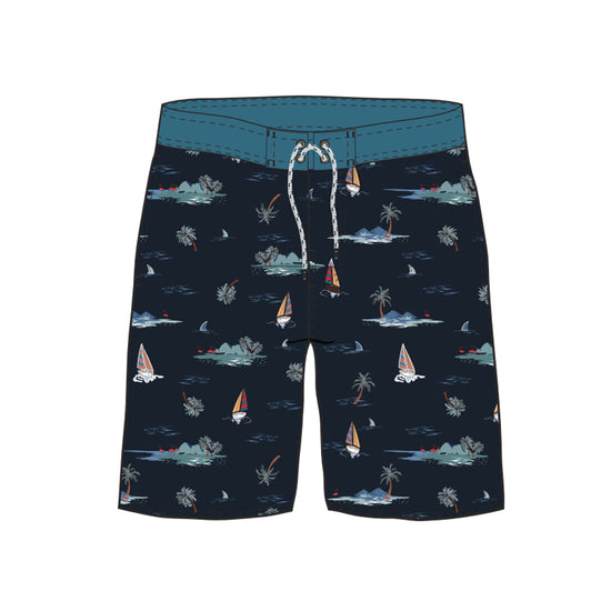 Straight Hem Coconut Tree Printed Collection Boardshorts