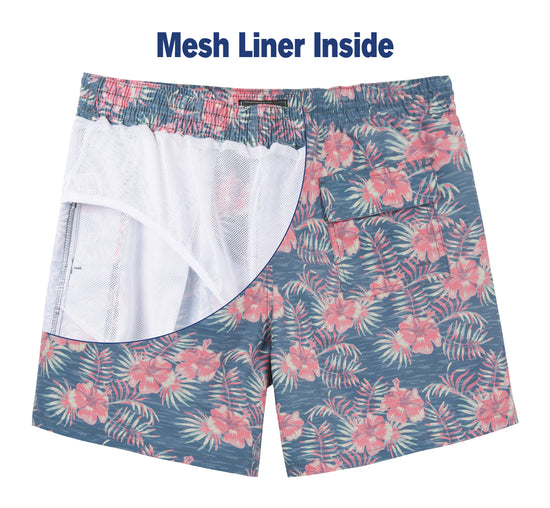 Quick Dry Men Colorful Leaves Print Male Swim Shorts