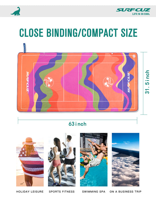 Volleyball Court Print Sand Proof Microfiber Beach Towel